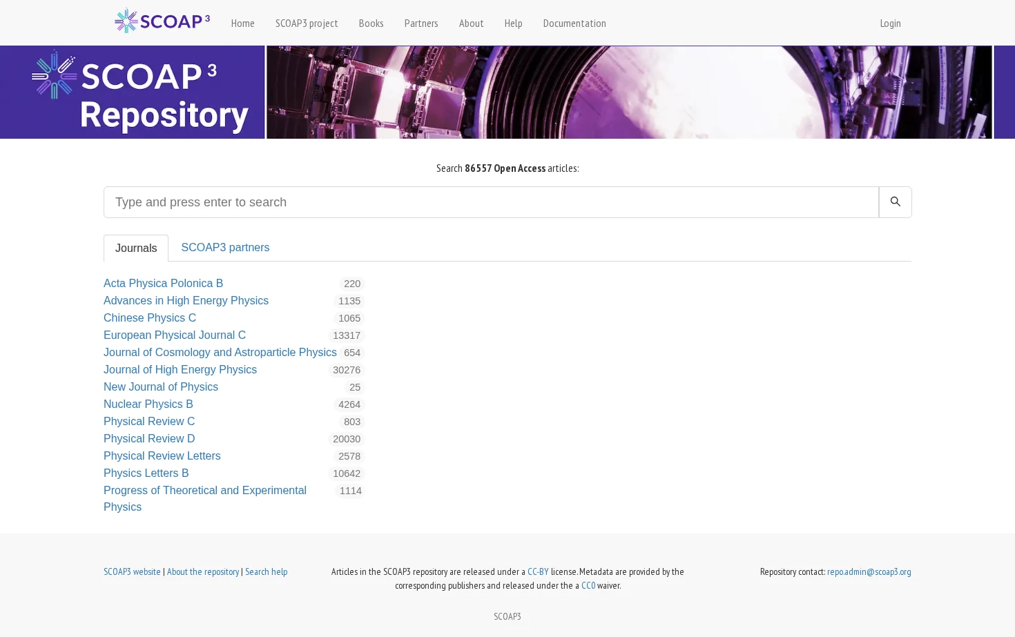 SCOAP3 Repository 页面快照
